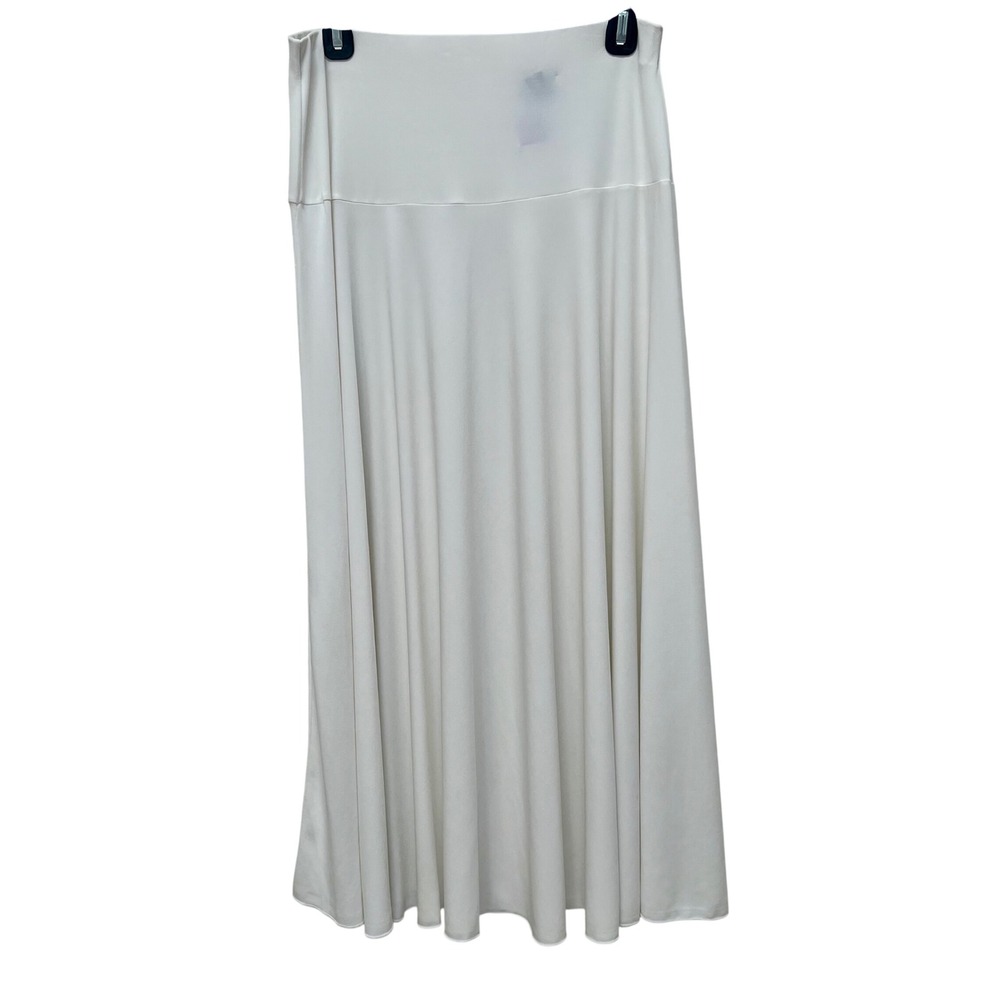 Valentina White Maxi Skirt A-Line Flowy Stretch Jersey One Size Fits Most
